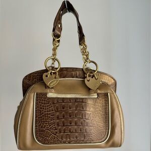 Lovecat Paris Leather Mini Satchel Handbag Croc Charms